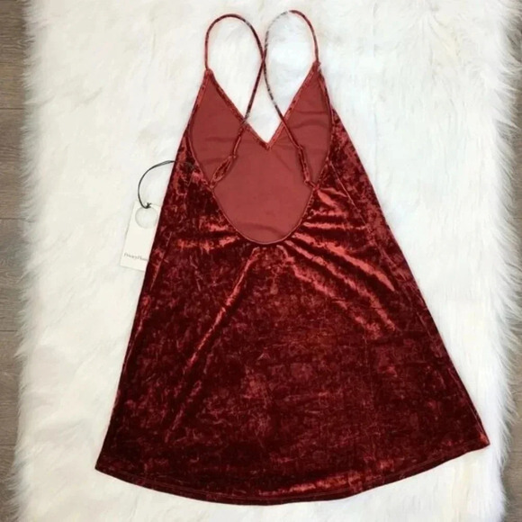 Revolve Privacy Please Crushed Velvet Slip Mini Dress Red Rust Size Small - Picture 14 of 16